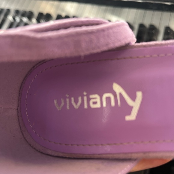 Vivian NY Lavender Platform Heels Rhinestone Bow 4.5” - Picture 5 of 8